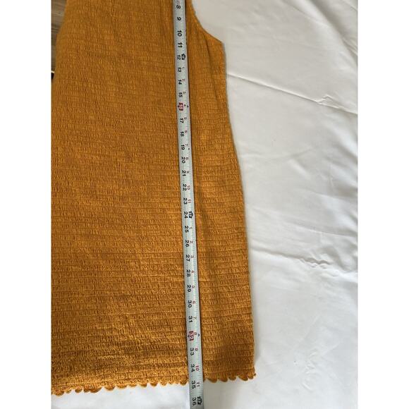 Revolve x Lovers & Friends Smocked Bodycon Mini Dress High Neck Yellow Size Lg - Picture 5 of 6